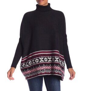 NEW Joseph A Size S Turtleneck Sweater Poncho Aztec Tribal Pullover